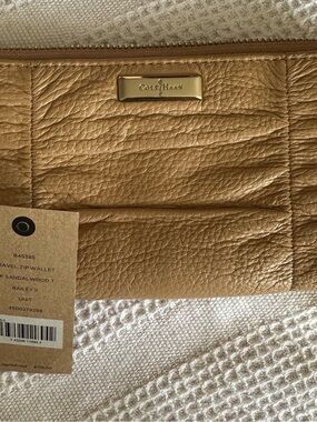 Cole Haan Metallic Sandalwood Leather Zip Wallet